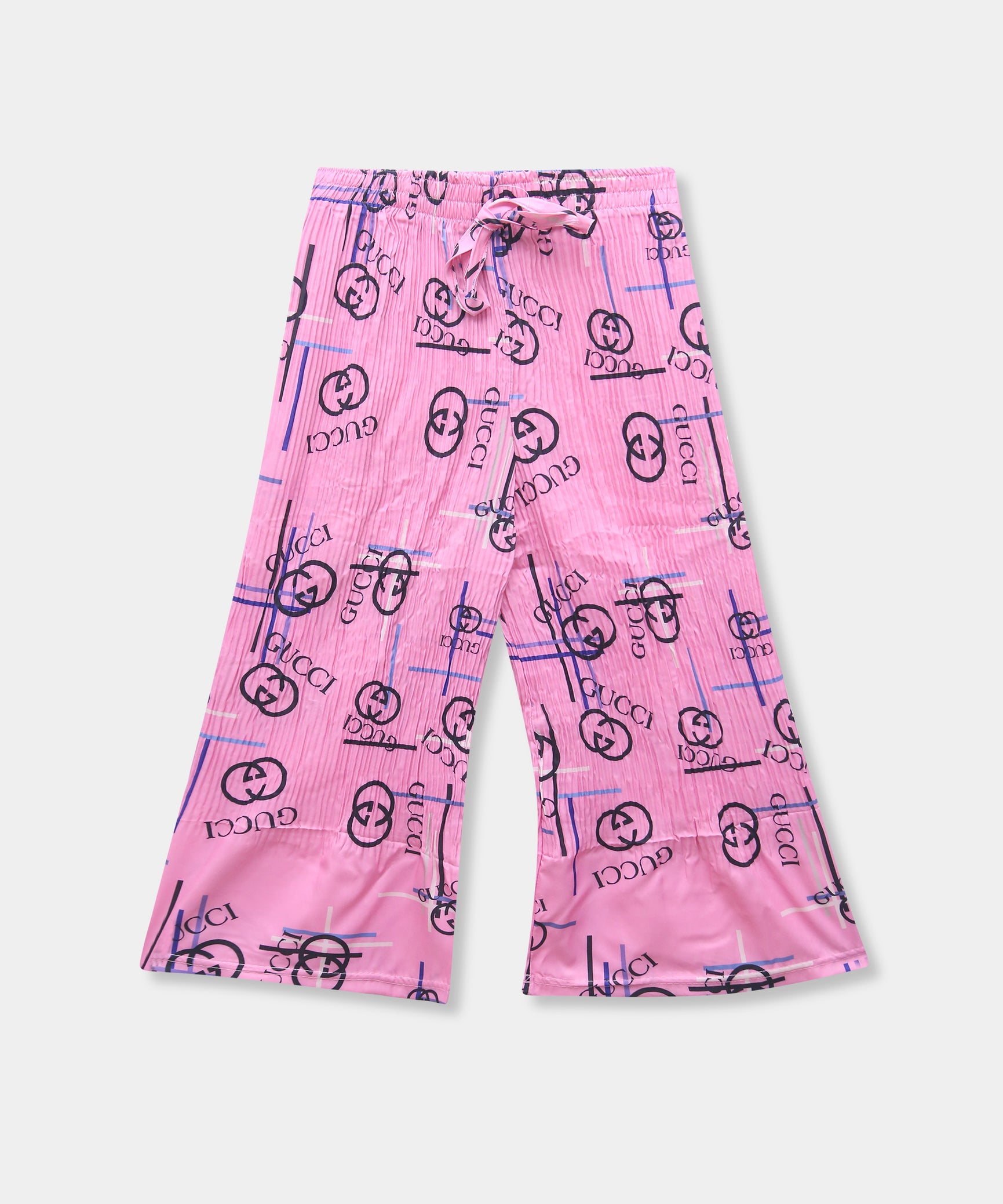 Girls Imported Silk Pink Bell Bottom Plazo Trouser