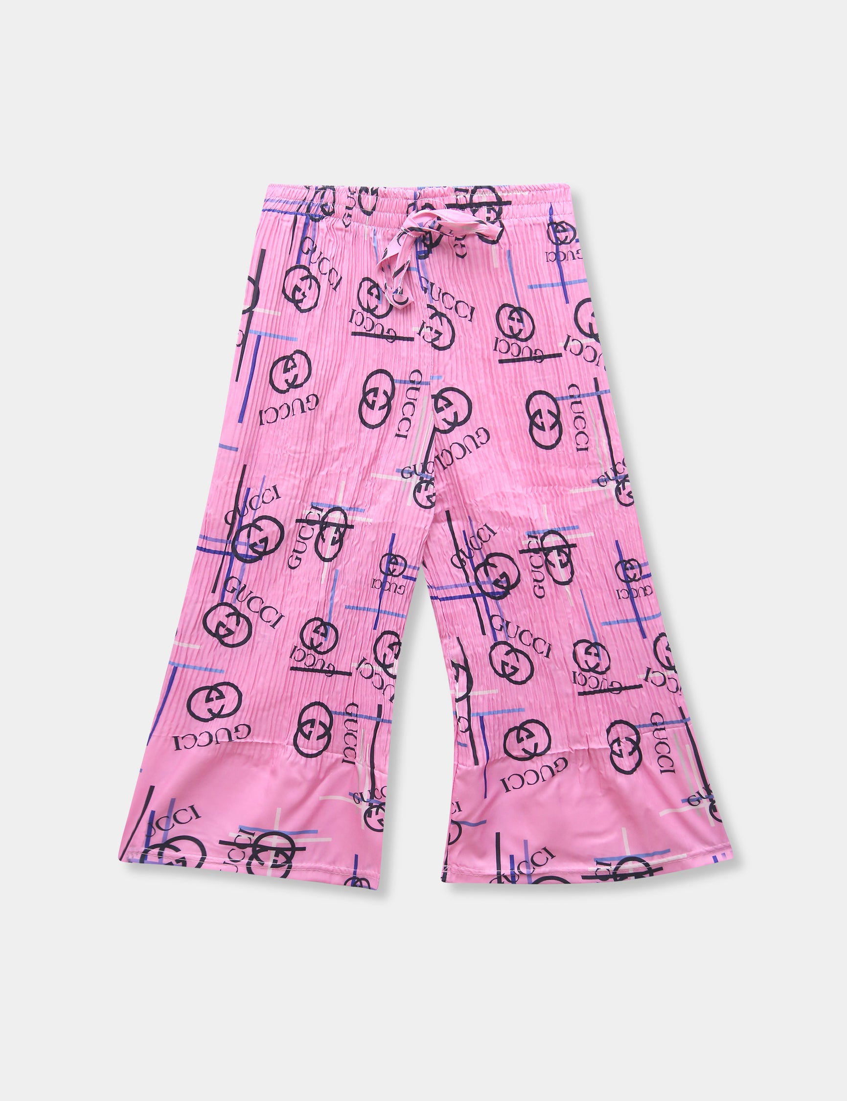 Girls Imported Silk Pink Bell Bottom Plazo Trouser