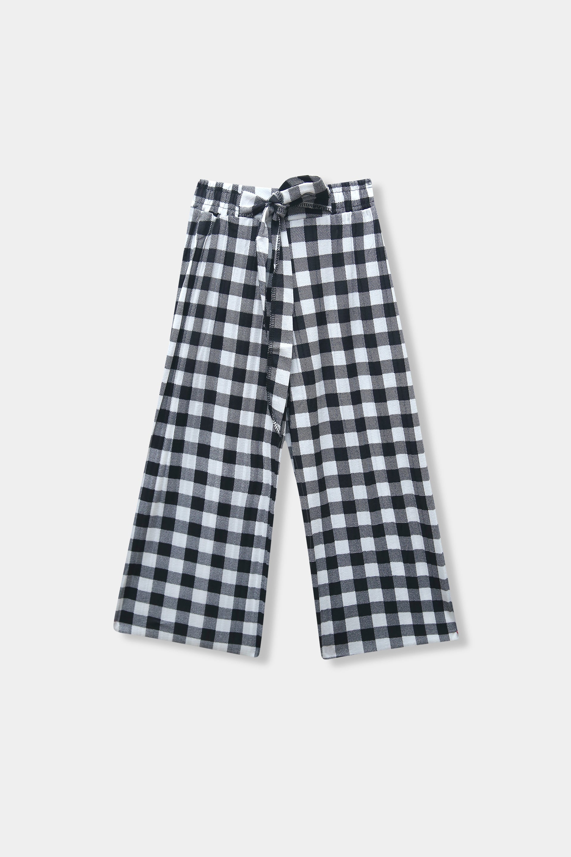 Girls Imported Linen Cotton White and Black Bell Bottom Plazo Trouser