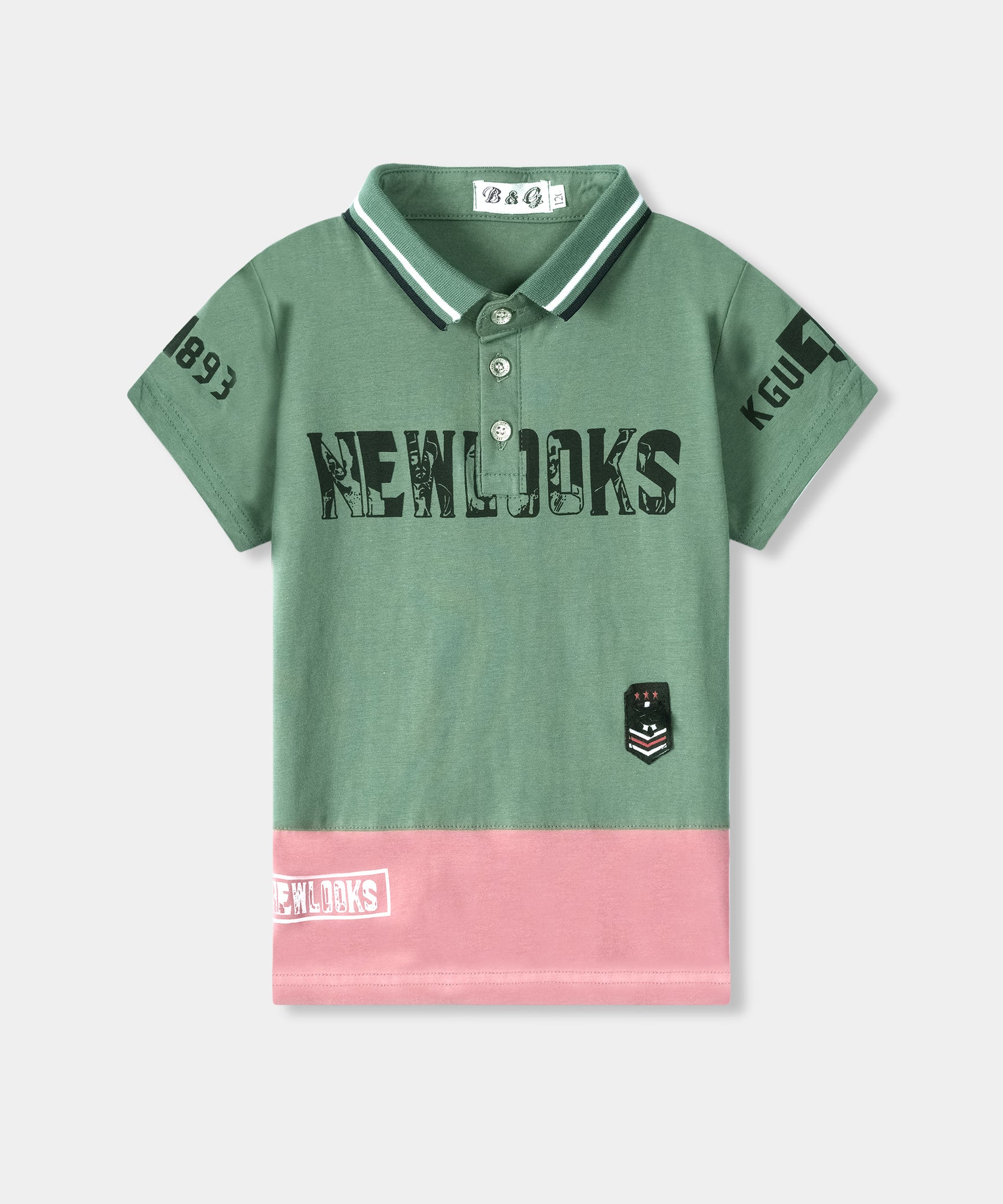 Boys Imported Printed Light Green Short Sleeve Polo Shirt