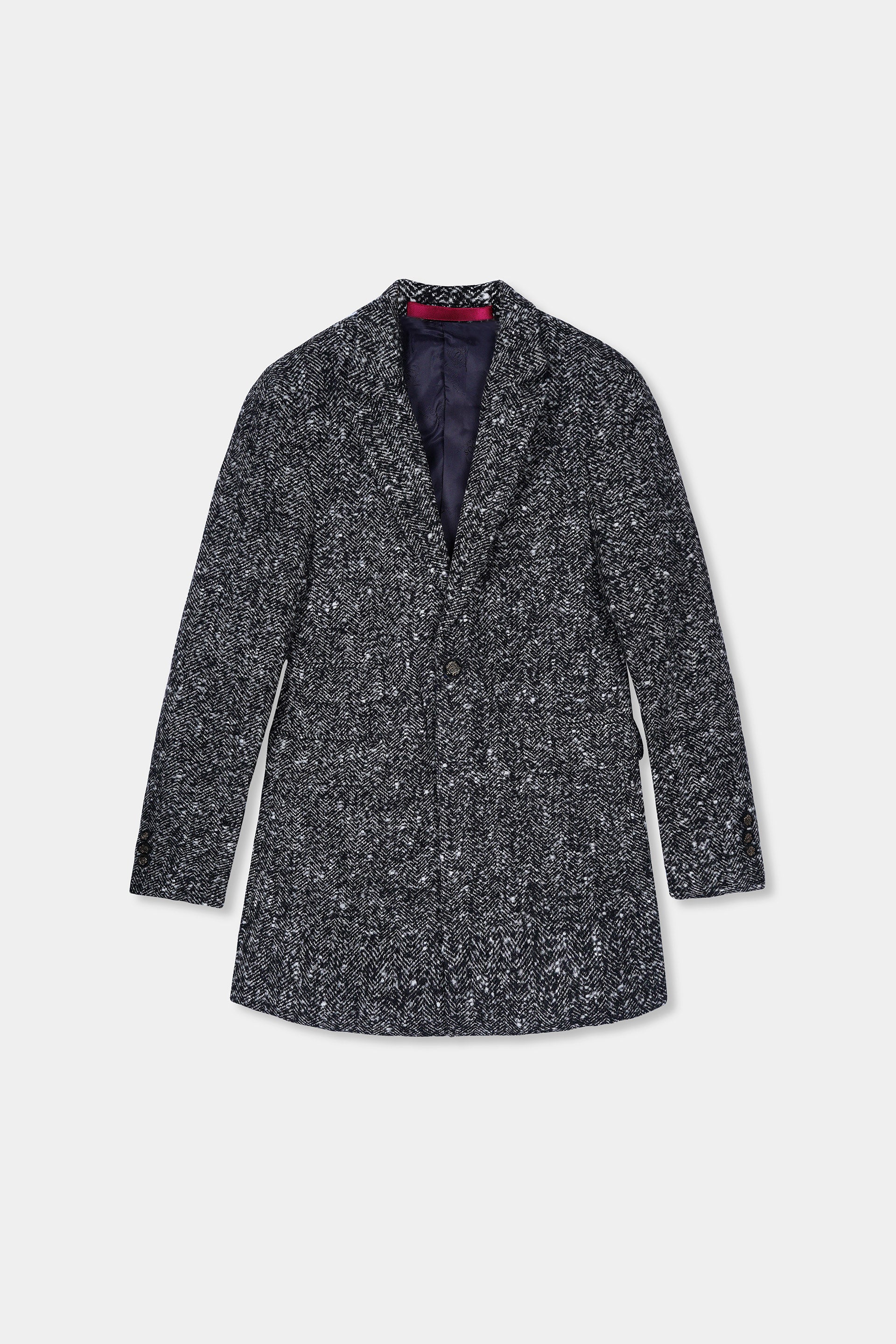 Women Imported Wool Black And White Coat