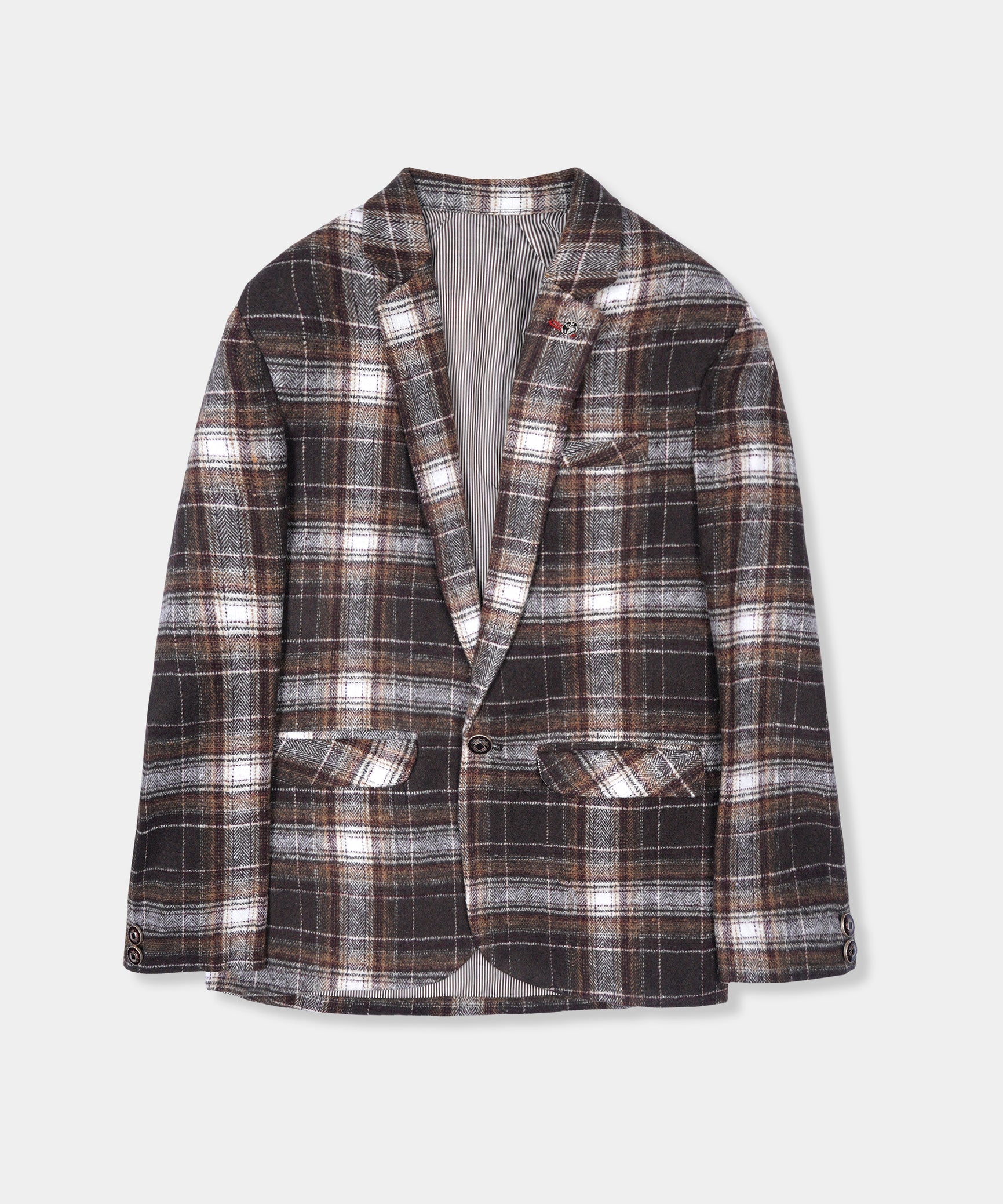 Boys Imported Soft Wool Brown Check Coat