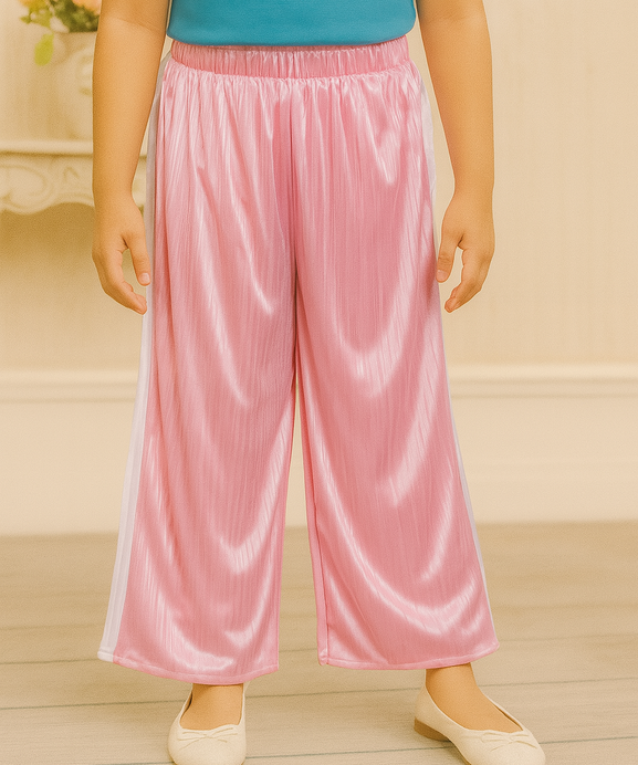 Girls Imported Linen Cotton Pink And White Stripe Trouser(size 3 years to 12 years)