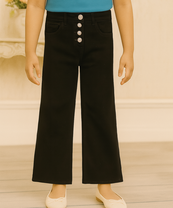 Girls Imported Denim Black Stretch Flared Jeans(4 years to 14 years)