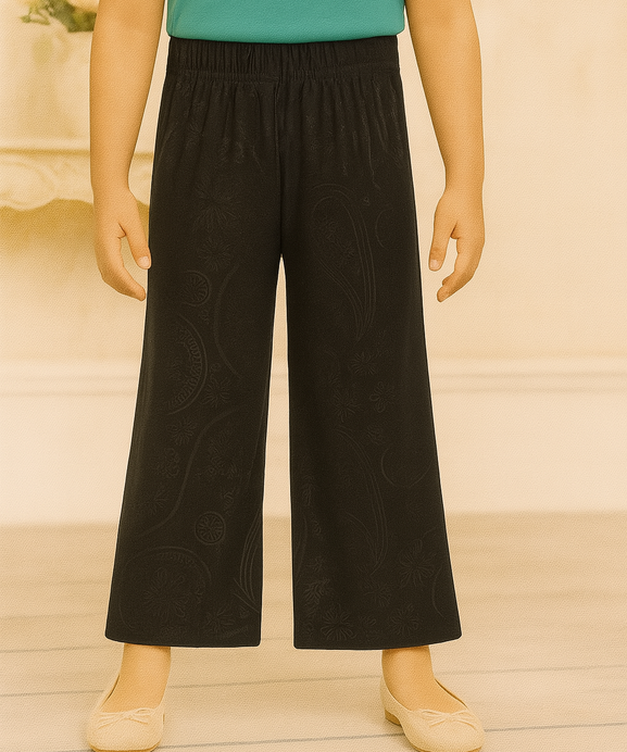 Girls Imported Polyester Black Wide Leg Trouser(size 5 year to 12 years)
