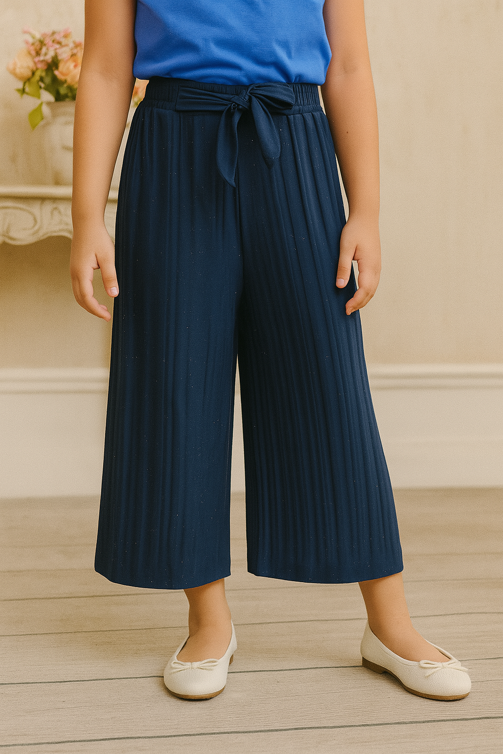 Girls Imported Linen Cotton Zinc Bell Bottom Plazo Trouser