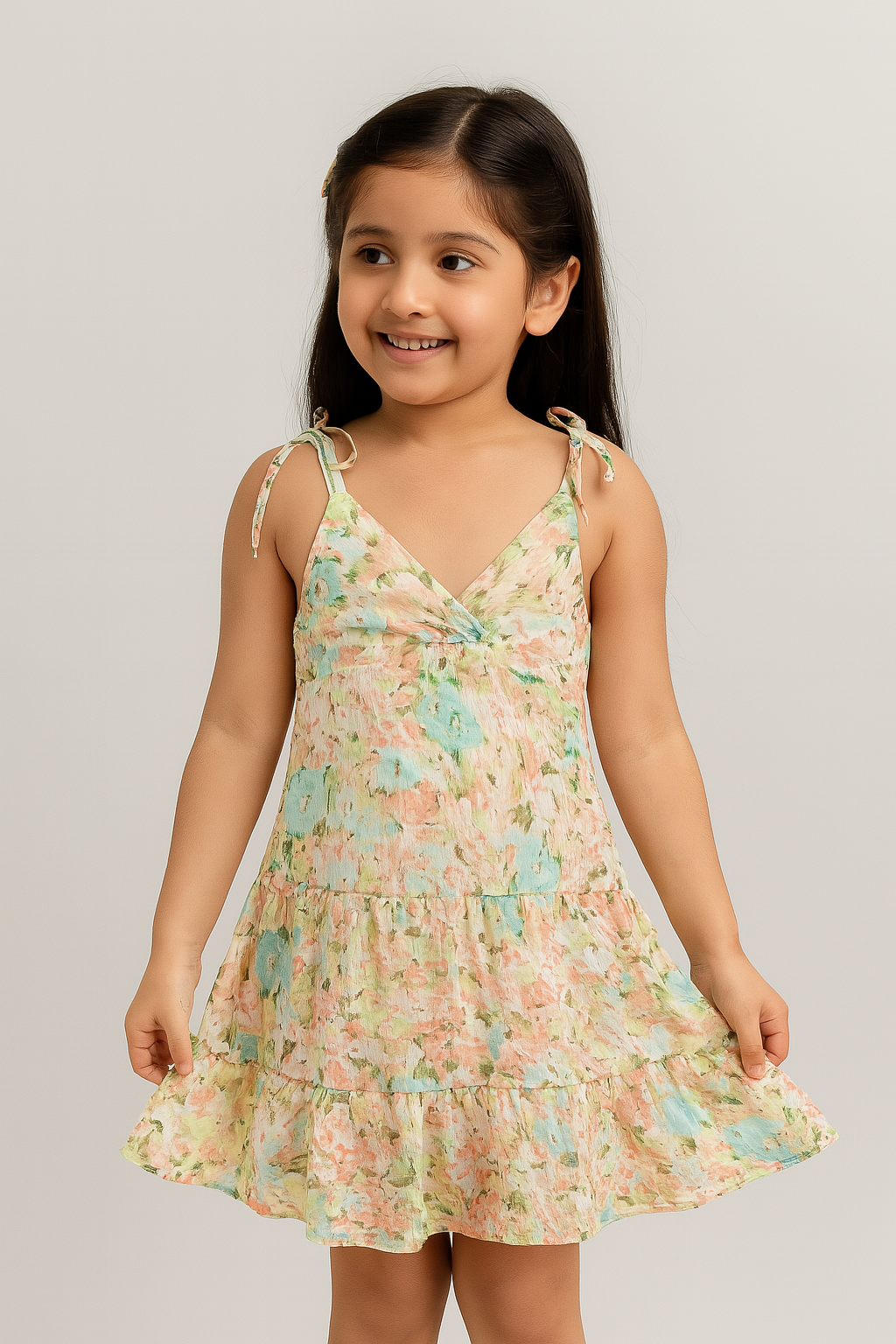 Girls 100% Imported Soft Cotton All Over Flower Printed Frock