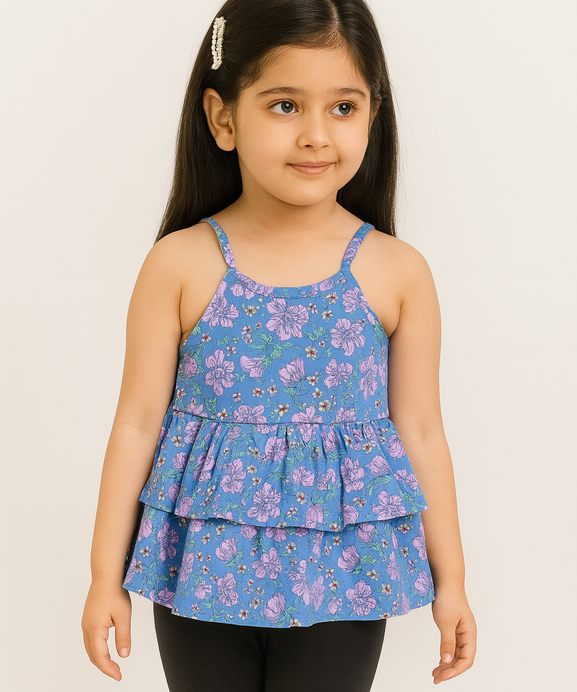 Girls 100% Imported Soft Cotton All Over Flower Printed Frocks