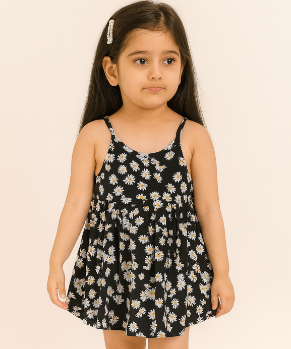 Girls 100% Imported Soft Cotton All Over Flower Printed Frock