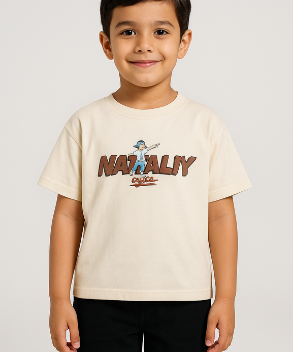 Boys Imported Slogan Graphic Printed Skin Drop Shoulder T-Shirt