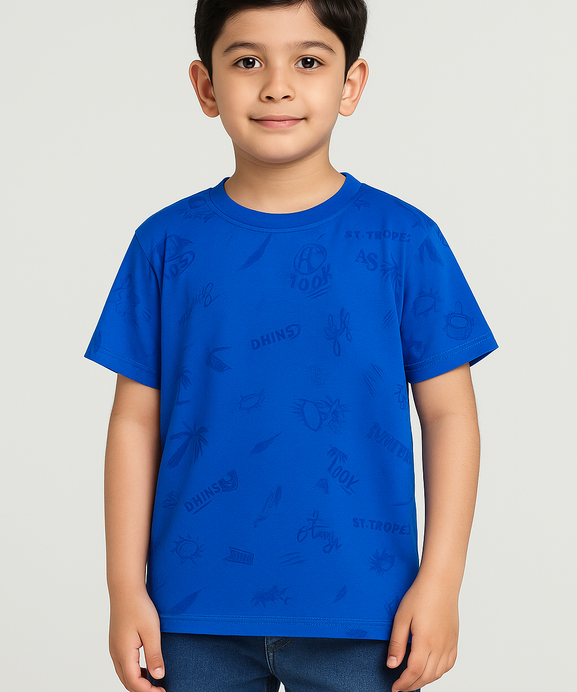 Boys Imported Soft Cotton Graphic Printed Royal Blue T-Shirt