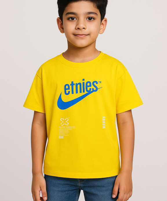 Boys Imported Soft Cotton Graphic Printed Yellow T-Shirt