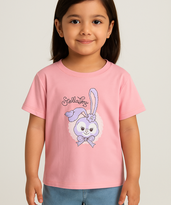 Girls Imported Soft Cotton Graphic Printed T-Shirt