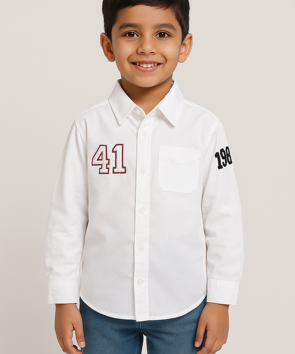 Imported Boys Embroidered Soft Cotton Casual Shirt - w