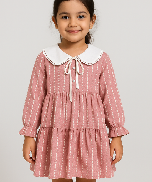 Girls Imported Soft Cotton Red And White Check Frock