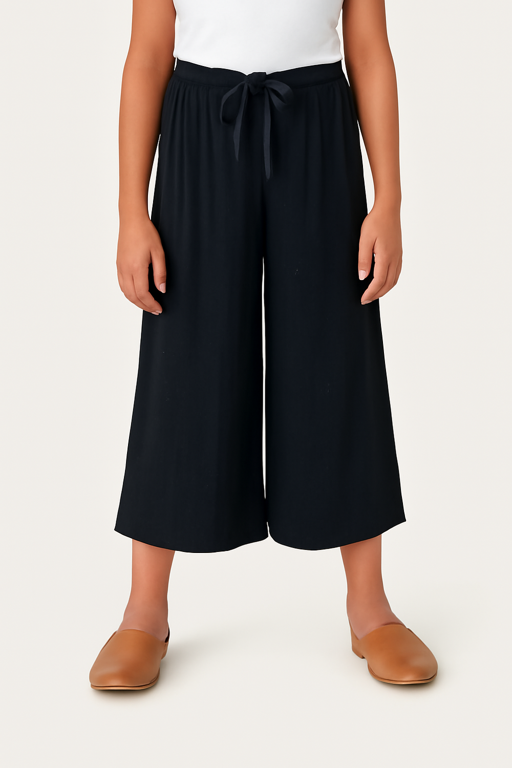 Girls Imported Linen Cotton Black Bell Bottom Plazo Trouser