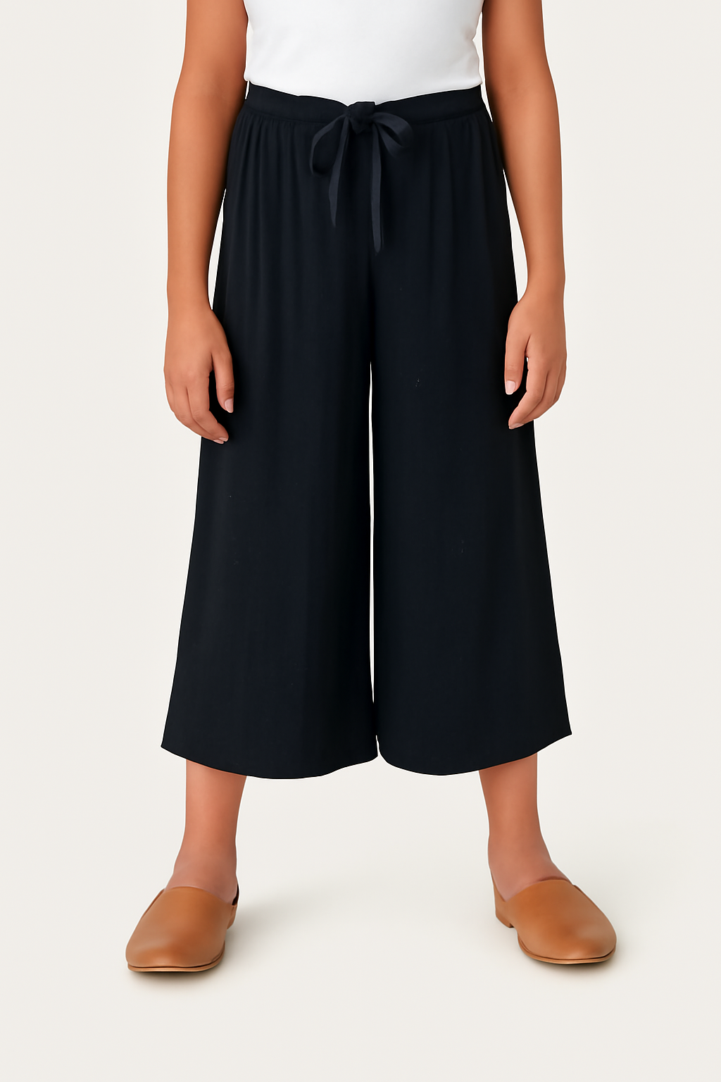 Girls Imported Linen Cotton Black Bell Bottom Plazo Trouser