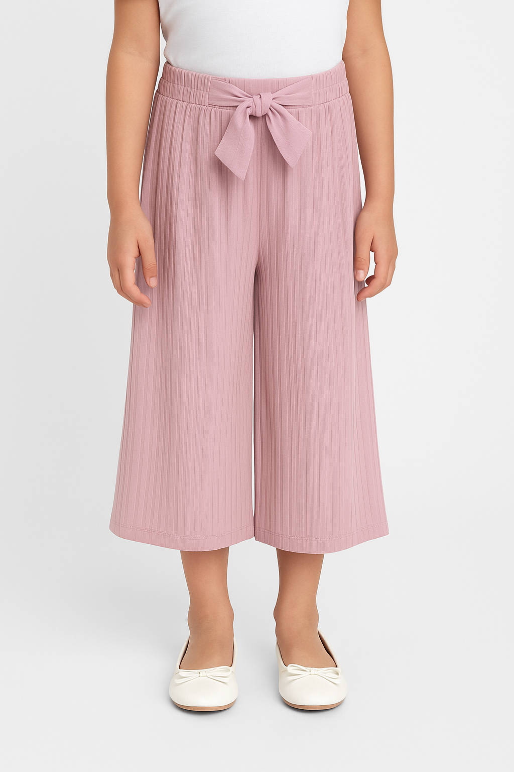 Girls Imported Linen Cotton Light Pink Bell Bottom Plazo Trouser