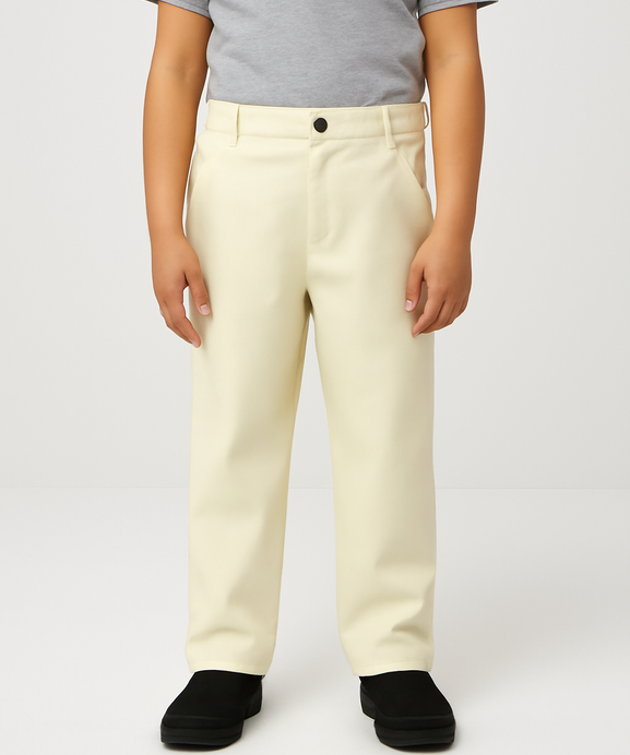 Kids Imported Off White Straight Fit Jeans