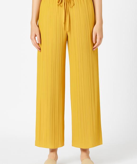 Girls Imported Linen Cotton Mustard Bell Bottom Plazo Trouser