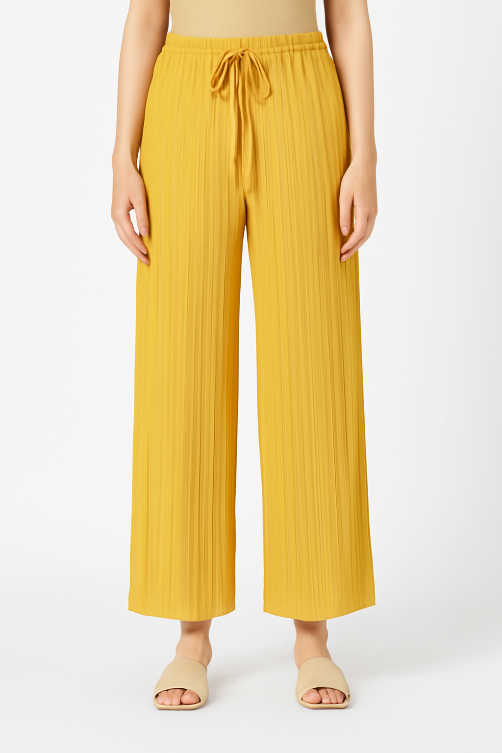 Girls Imported Linen Cotton Mustard Bell Bottom Plazo Trouser
