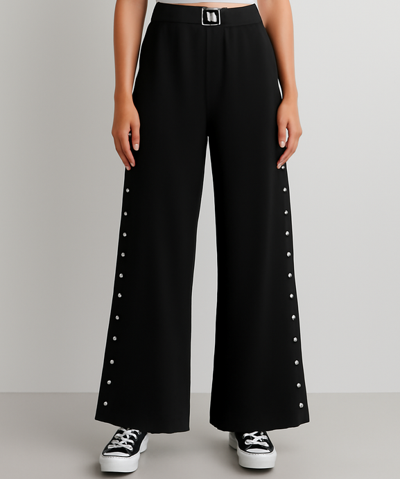 Imported Chifon Black Bell Bottom Plazo Trouser For Girls
