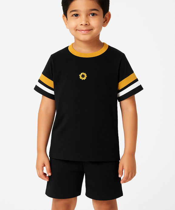 Kids Imported Cotton Cut & Sew Black Suit